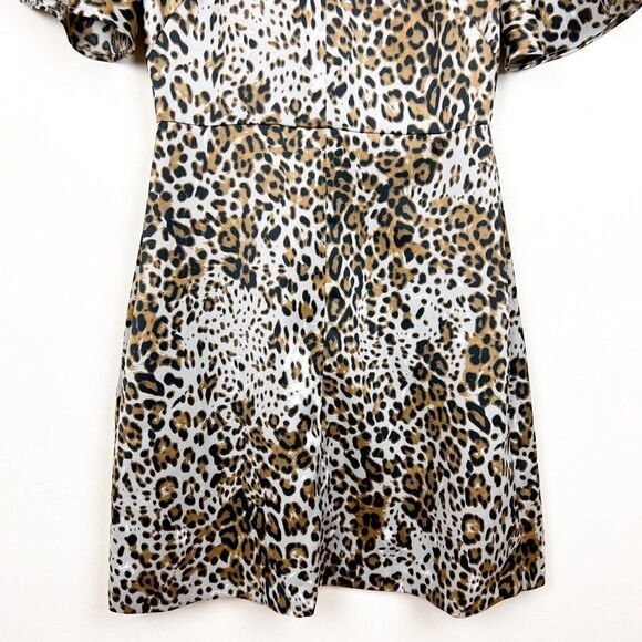 Banana Republic Brown Black Leopard Animal Print Flutter SLeeve Shift Dress - Picture 7 of 11